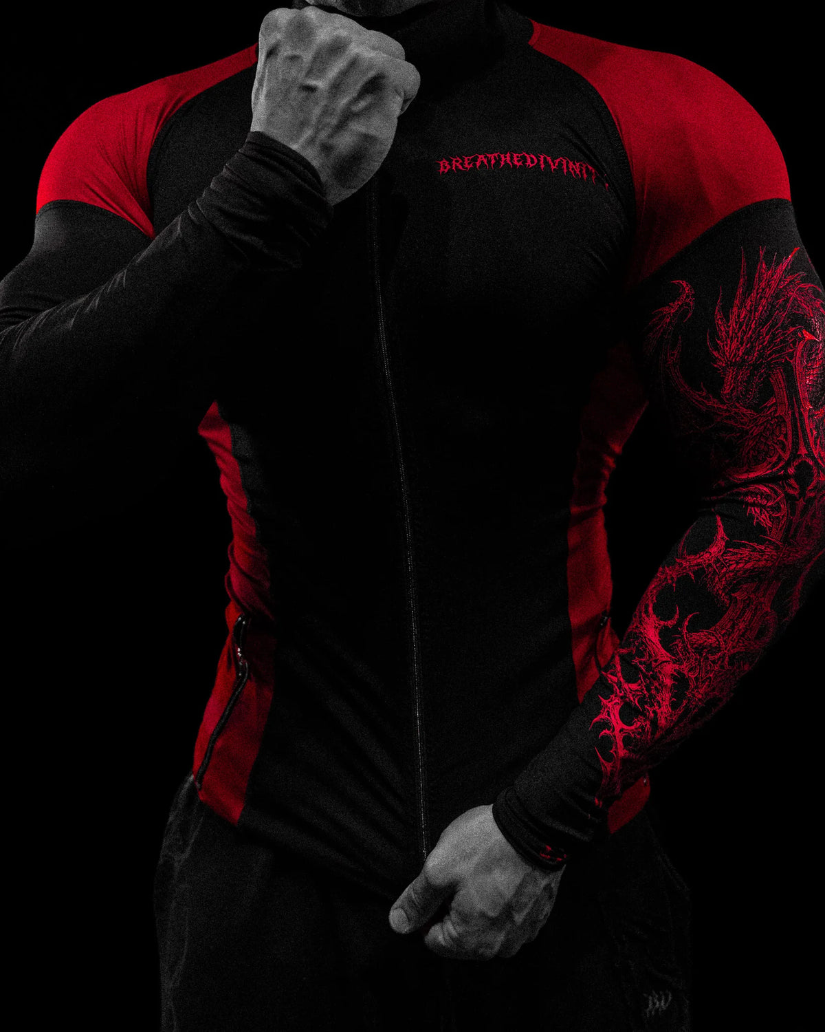 Breathedivinity Void Tech ™ Blood Wyvern Full-Zip Longsleeve Compression Nightmare