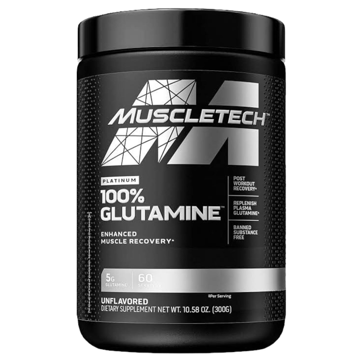 Muscletech Platinum 100% Glutamine 300 Gramos 60 Servicios