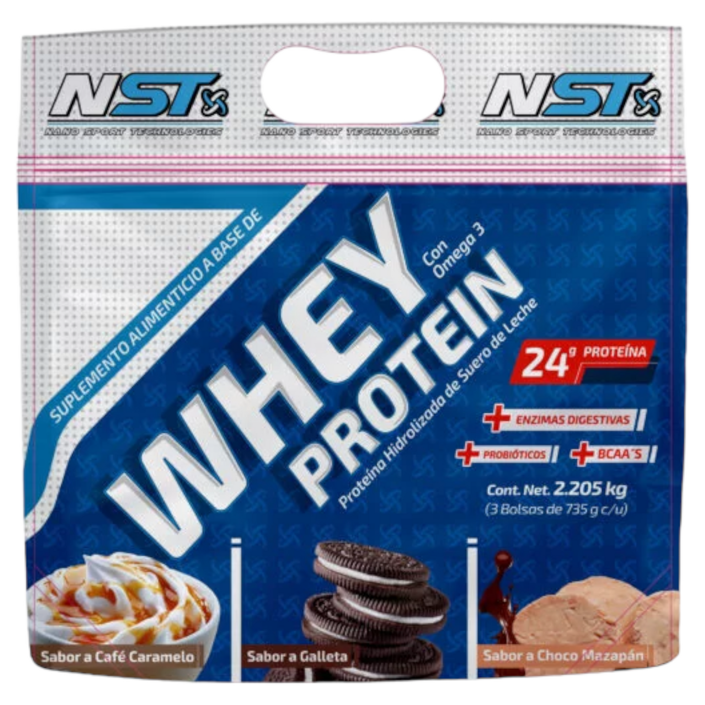 Nst Whey Protein + Omega 3 Tri Sabor 2.20 Kg