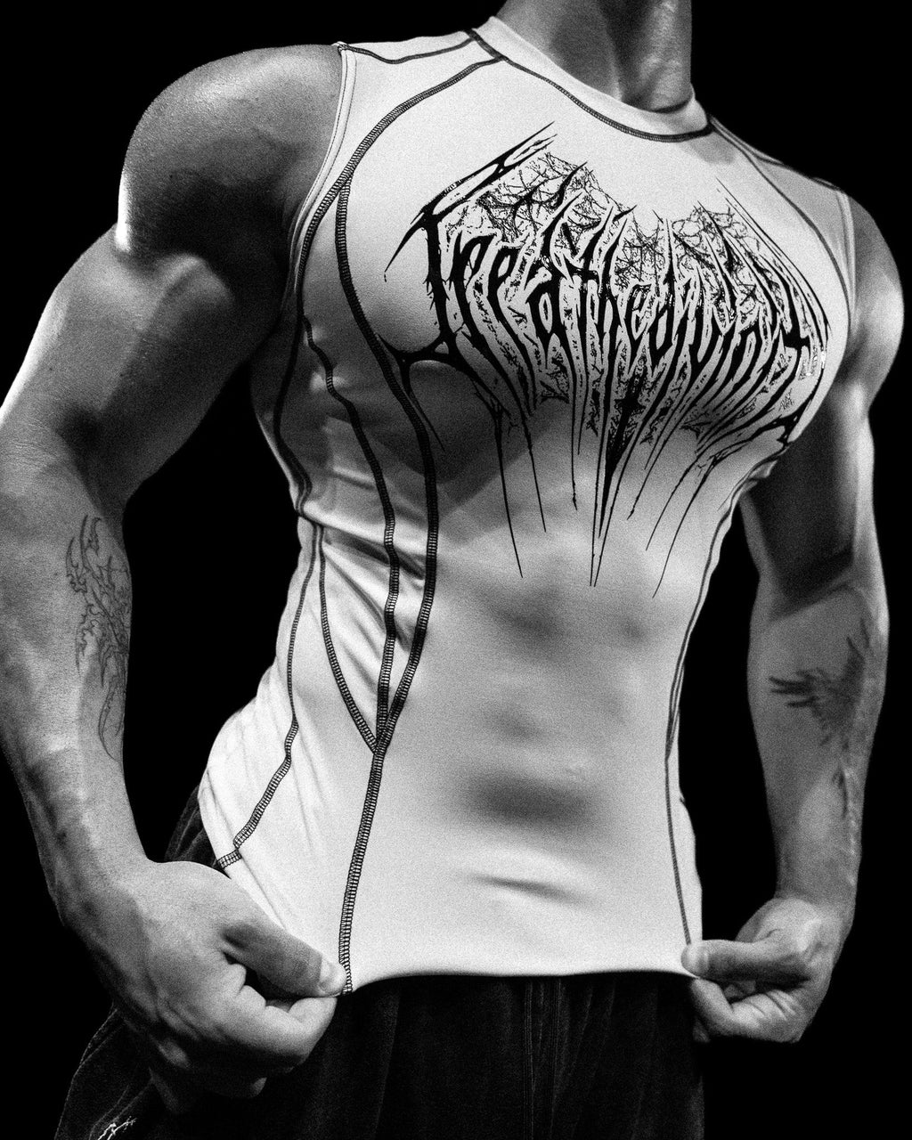 Breathedivinity Void Tech ™ Arachnid Venom Texture Cut-Off Compression Divine White