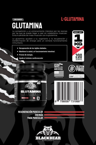 Black Bear Glutamina 1 Kg 200 Servicios