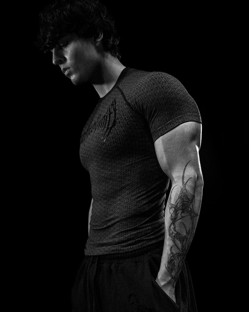 Breathedivinity Doom Tech ™ Armored Venom Texture Shortsleeve Compression Void Black