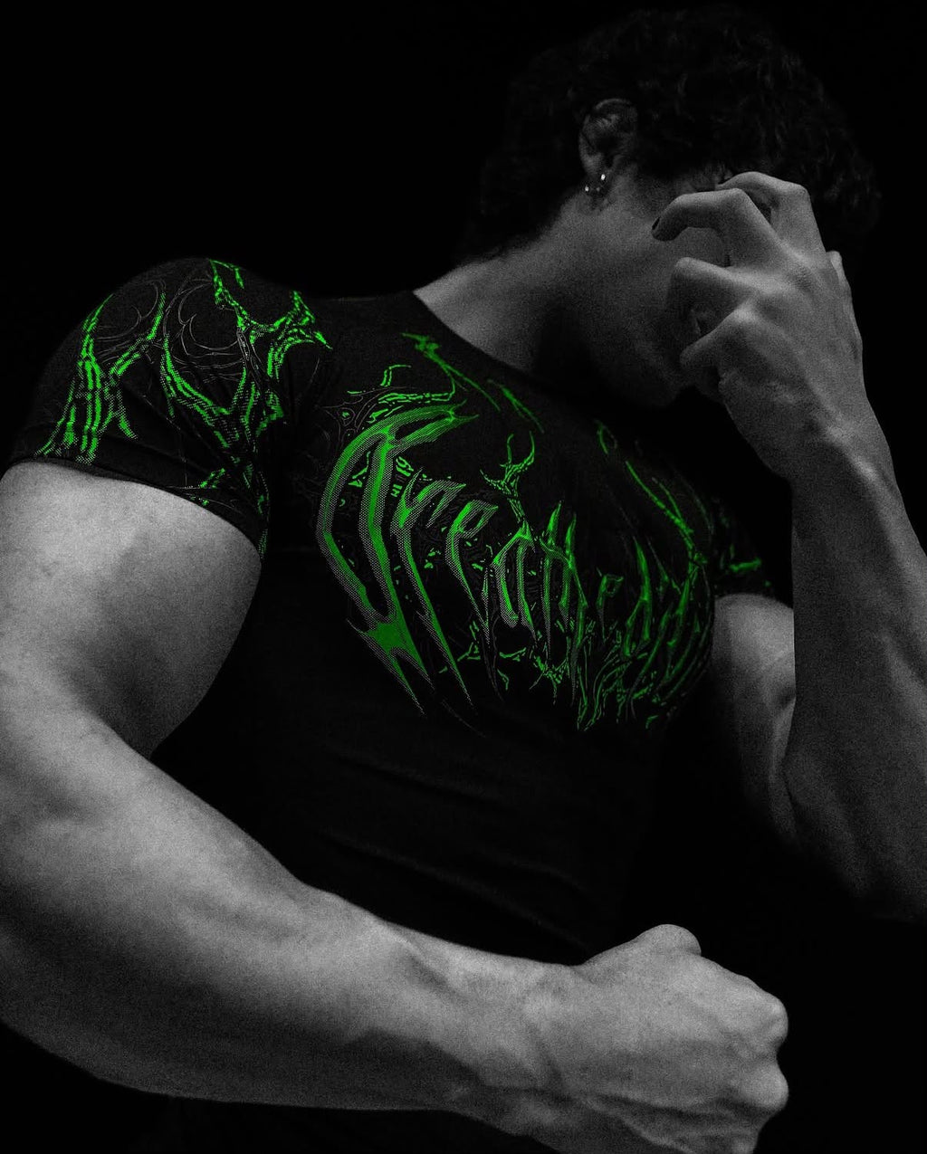 Breathedivinity Void Tech Corrupted Short Sleeve Compression Neon Green