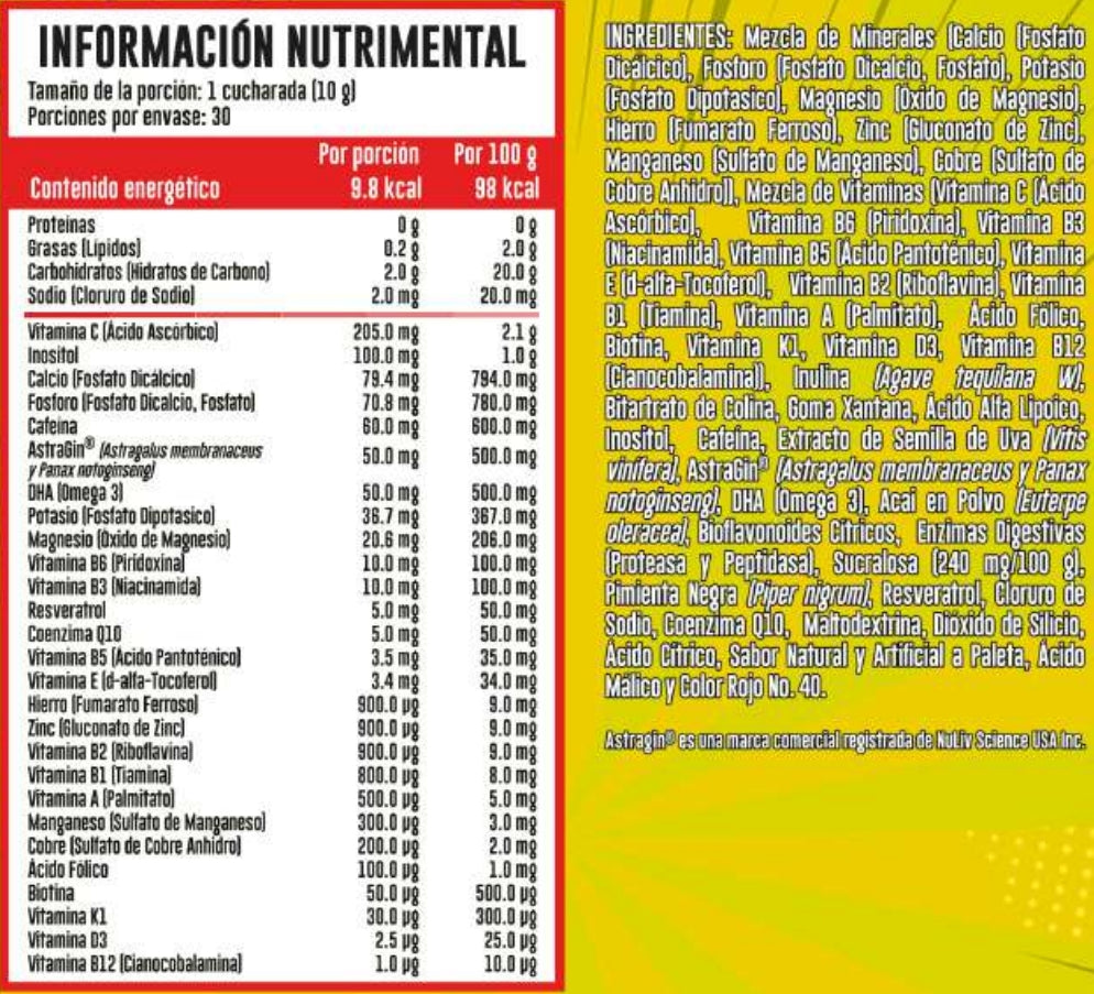 Comics Energy Vitaminas Y Minerales + Astragin 30 Servicios