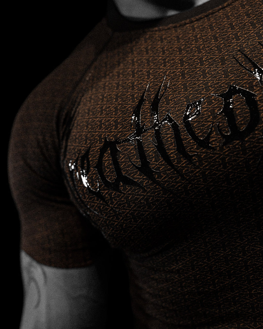 Breathedivinity Doom Tech ™ Armored Venom Texture Shortsleeve Compression Light Brown Gradient