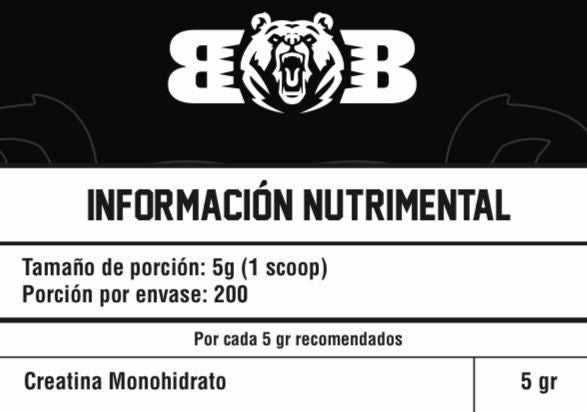 Black Bear Creatina 1 Kg 200 Servicios