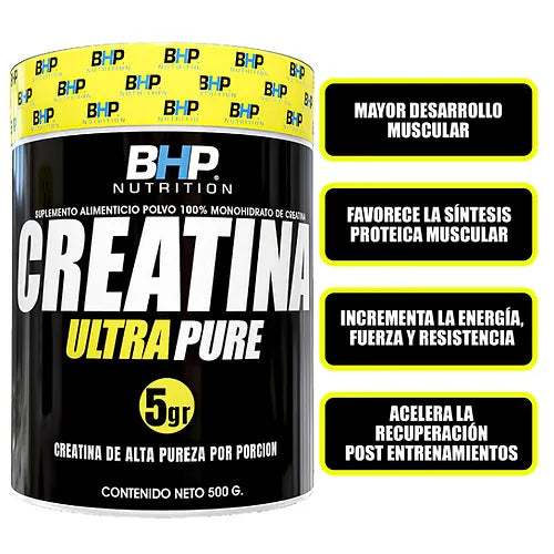 Bhp Creatina Ultra Pure 500 Gramos 100 Servicios