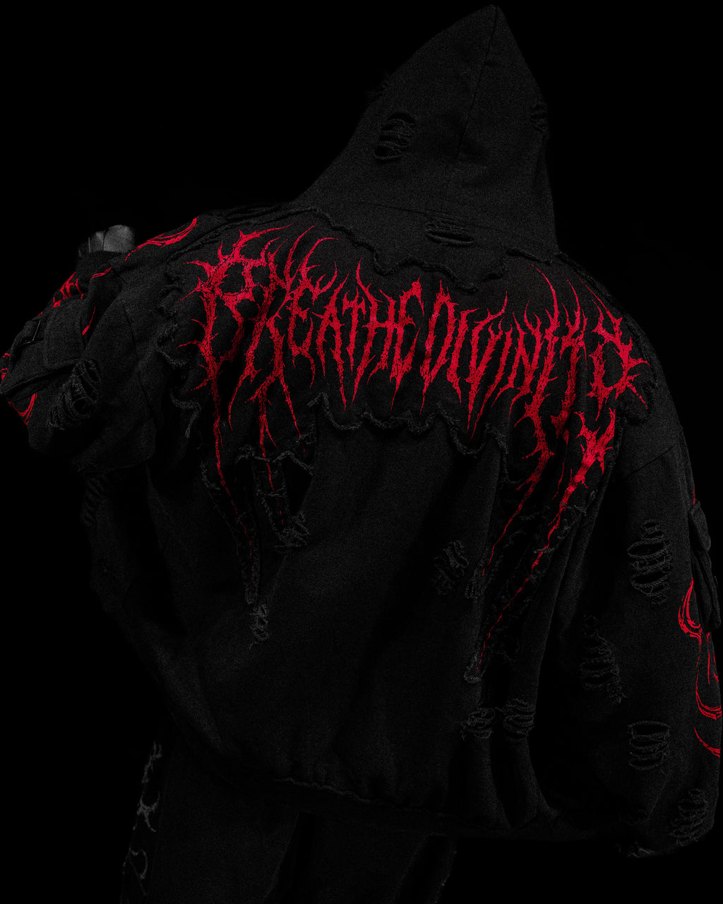 Breathedivinity Vindicator Tarnished Cargo Oversized Zip-Up Hoodie Nig ...