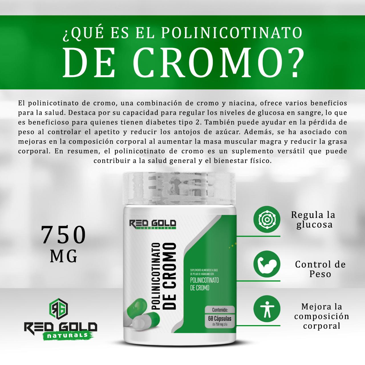 Red Gold Polinicotinato de Cromo 60 Capsulas