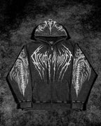 Breathedivinity Death Slayer Oversized Zip-Up Hoodie Ghost Vintage Washed