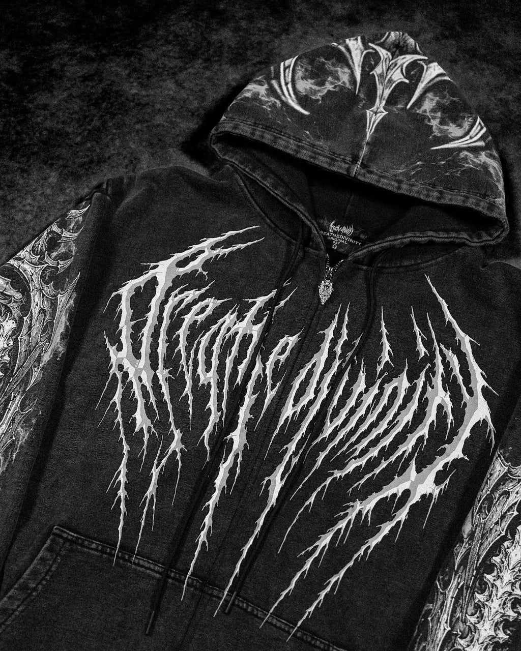 Breathedivinity Death Slayer Oversized Zip-Up Hoodie Ghost Vintage Washed