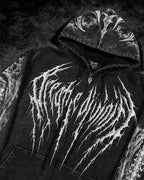 Breathedivinity Death Slayer Oversized Zip-Up Hoodie Ghost Vintage Washed