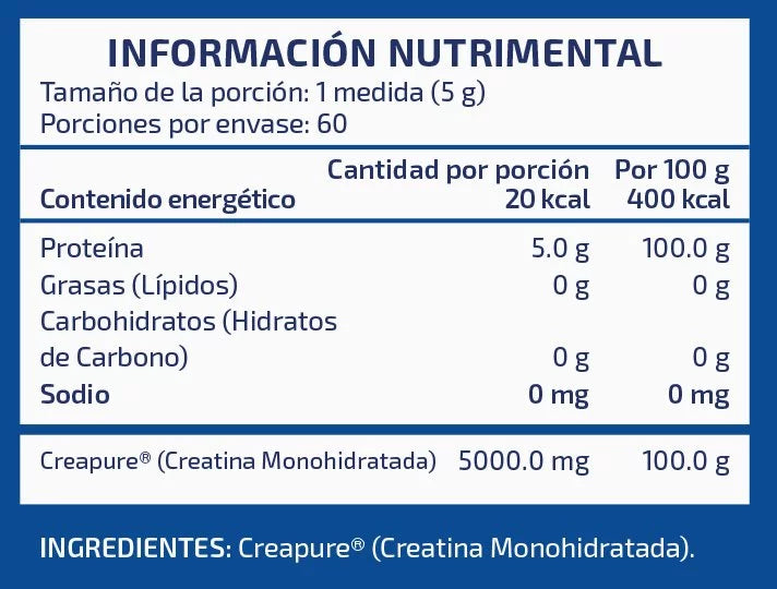 Nst Creatine Xs Creapure 300 Gramos 60 Servicios