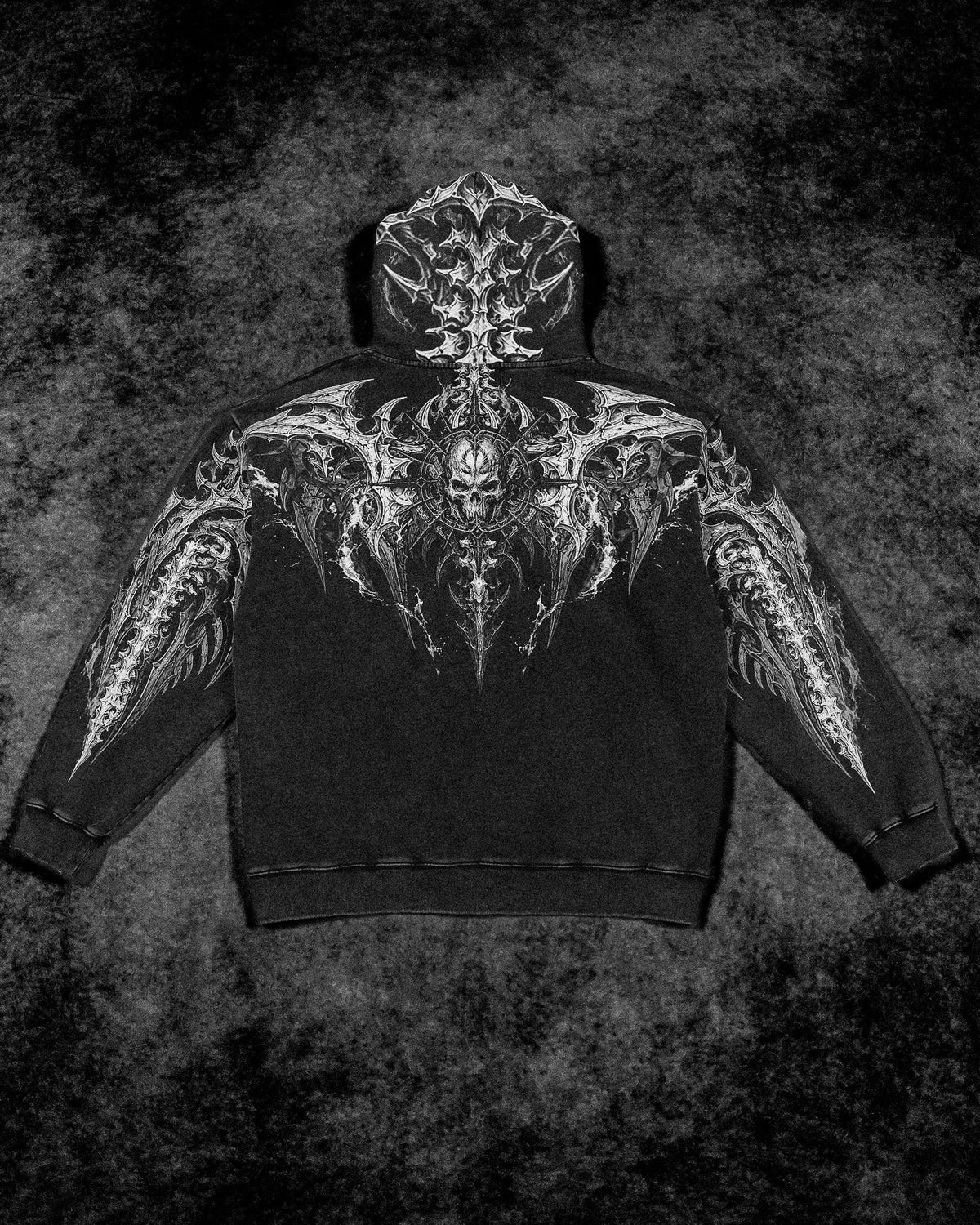 Breathedivinity Death Slayer Oversized Zip-Up Hoodie Ghost Vintage Washed