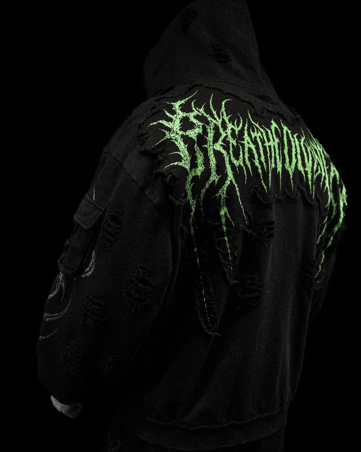 Breathedivinity Vindicator Tarnished Cargo Oversized Zip-Up Hoodie Decay