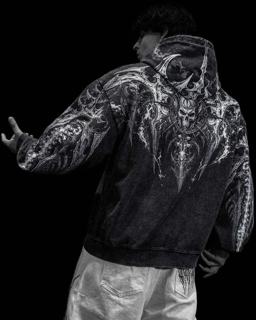 Breathedivinity Death Slayer Oversized Zip-Up Hoodie Ghost Vintage Washed