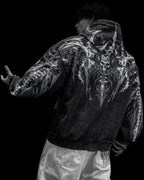 Breathedivinity Death Slayer Oversized Zip-Up Hoodie Ghost Vintage Washed