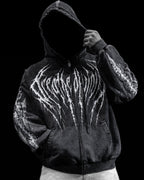 Breathedivinity Death Slayer Oversized Zip-Up Hoodie Ghost Vintage Washed