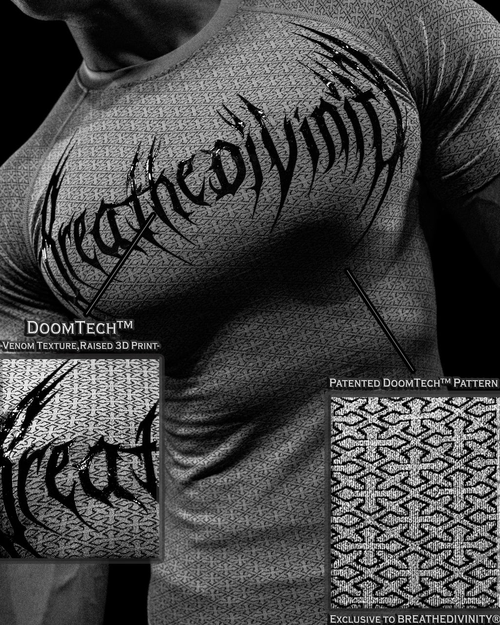 Breathedivinity Doom Tech ™ Armored Venom Texture Shortsleeve Compression Void Black