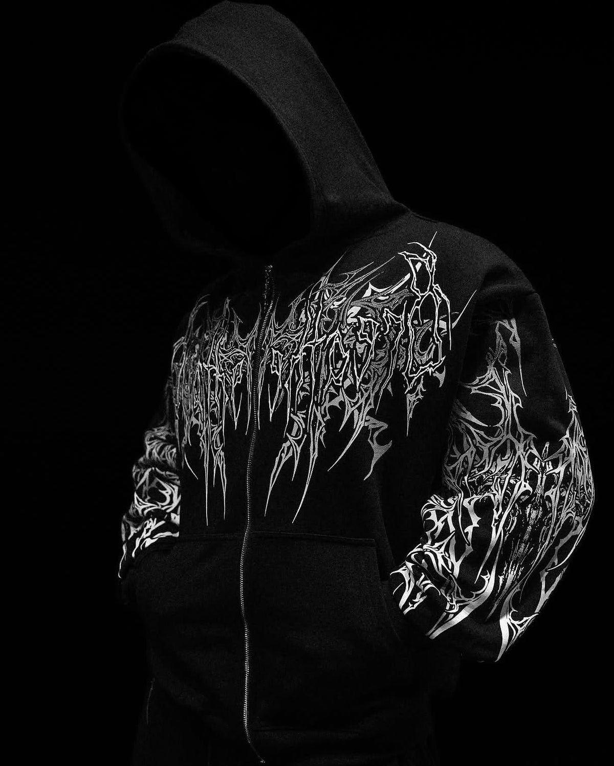 Breathedivinity Obsidian Oversized Zip-Up Hoodie Void Black