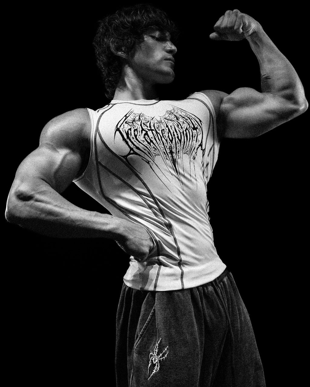Breathedivinity Void Tech ™ Arachnid Venom Texture Cut-Off Compression Divine White