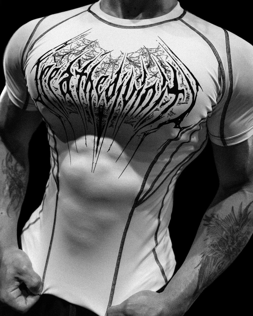 Breathedivinity Void Tech ™ Arachnid Venom Texture Shortsleeve Compression Divine White
