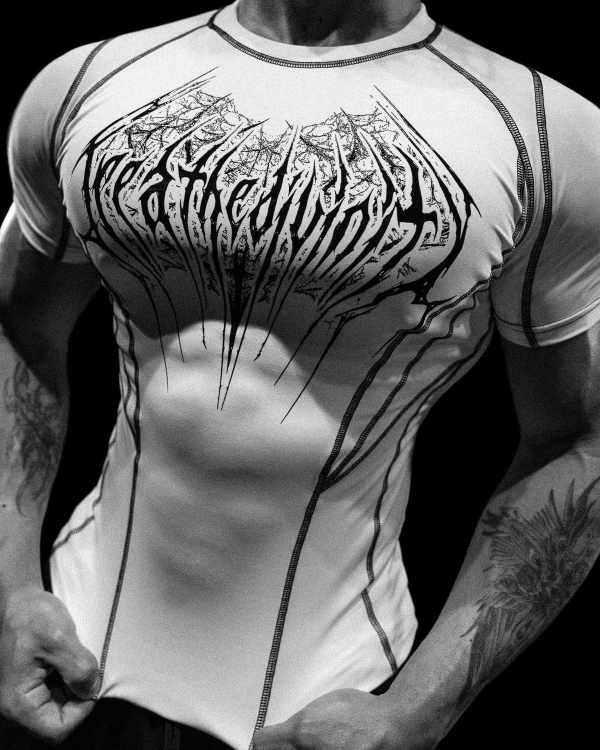 Breathedivinity Void Tech ™ Arachnid Venom Texture Shortsleeve Compression Divine White