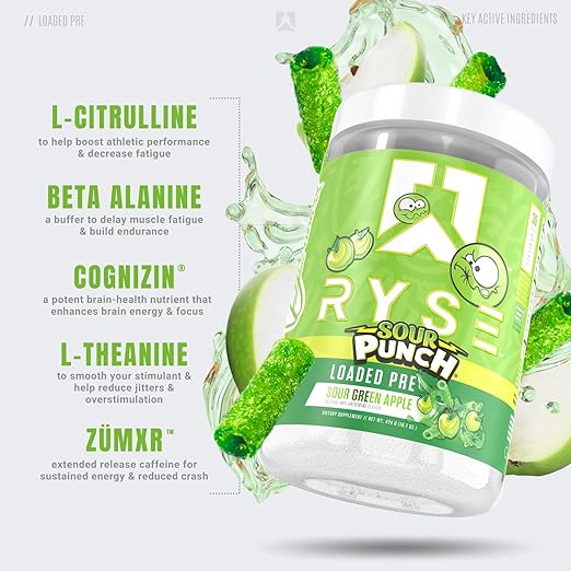 Ryse Loaded Pre Sour Punch Sour GReen Apple 30 Servicios