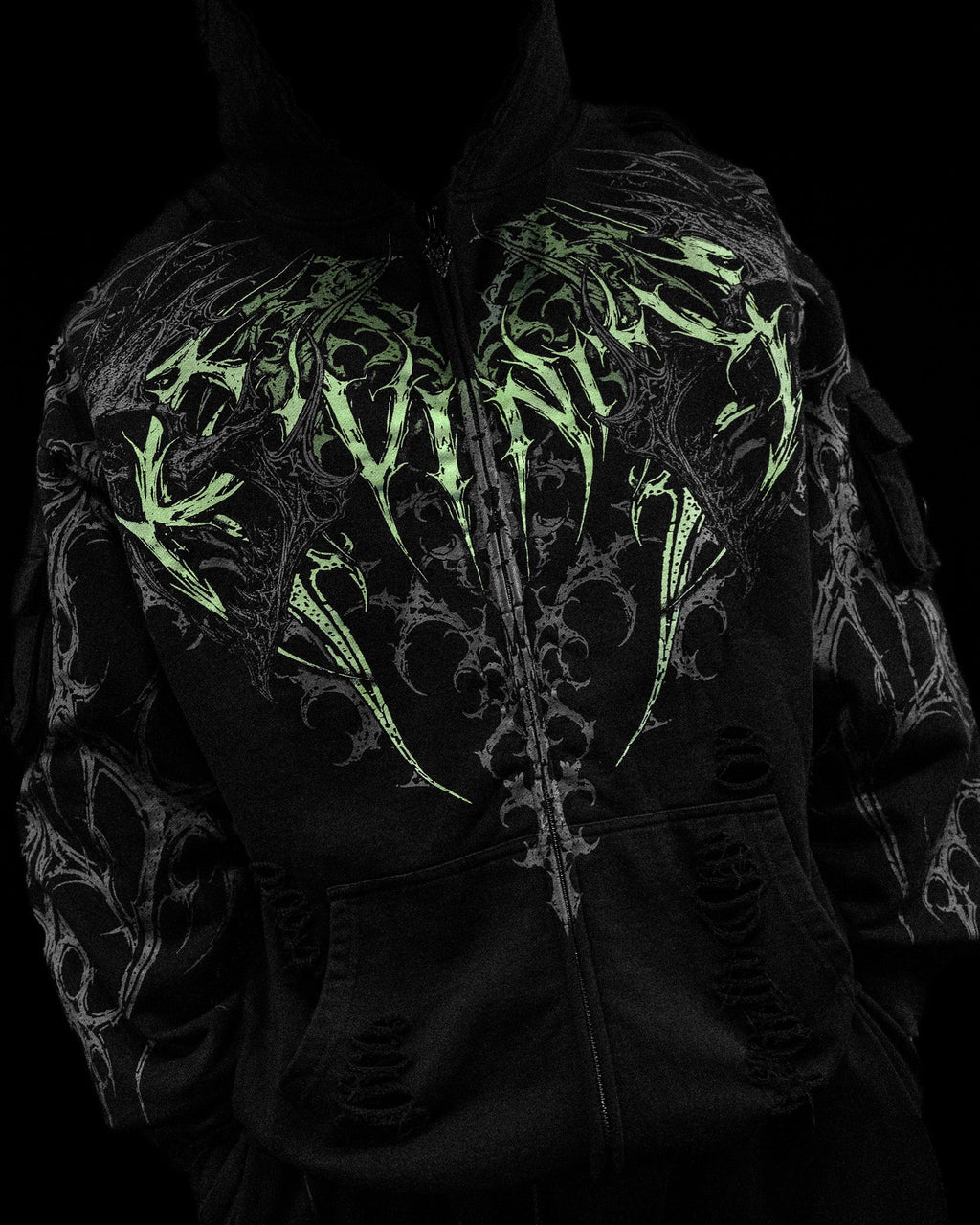 Breathedivinity Vindicator Tarnished Cargo Oversized Zip-Up Hoodie Dec ...