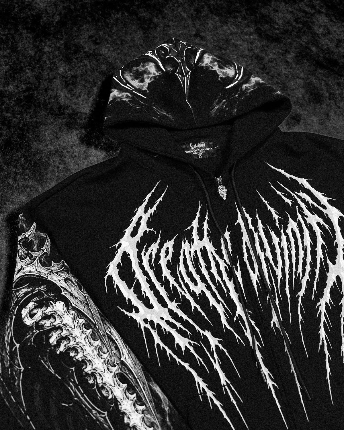 Breathedivinity Death Slayer Oversized Zip-Up Hoodie Void Black