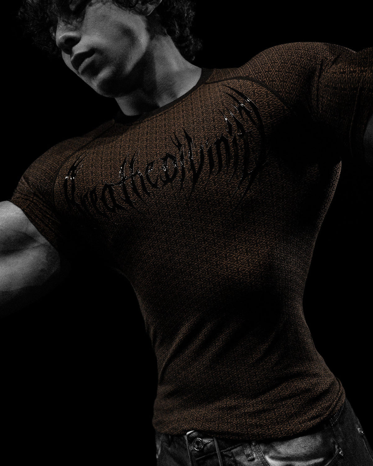Breathedivinity Doom Tech ™ Armored Venom Texture Shortsleeve Compression Light Brown Gradient