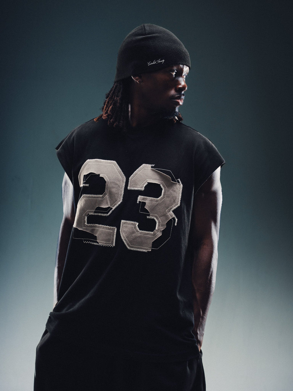 Controlled Insanity Stitched Black Cut-Off Tee