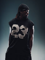 Controlled Insanity Stitched Black Cut-Off Tee