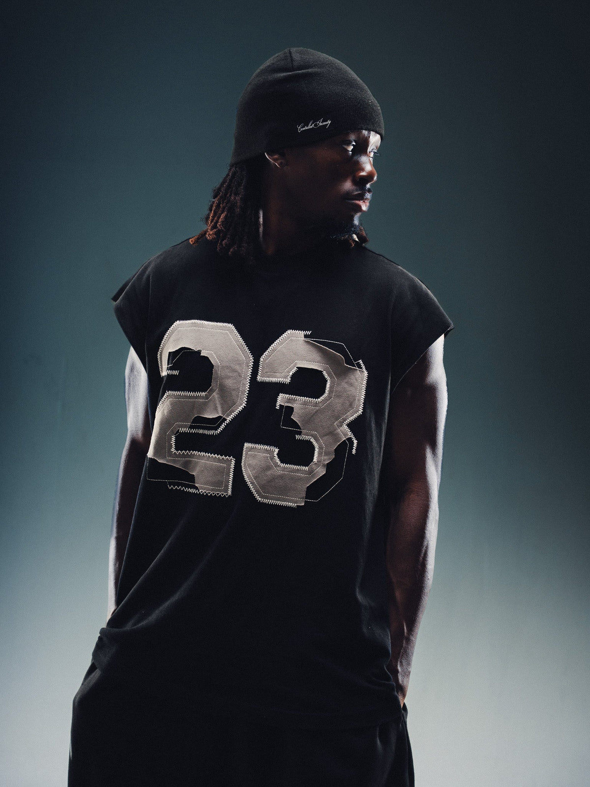 Controlled Insanity Stitched Black Cut-Off Tee