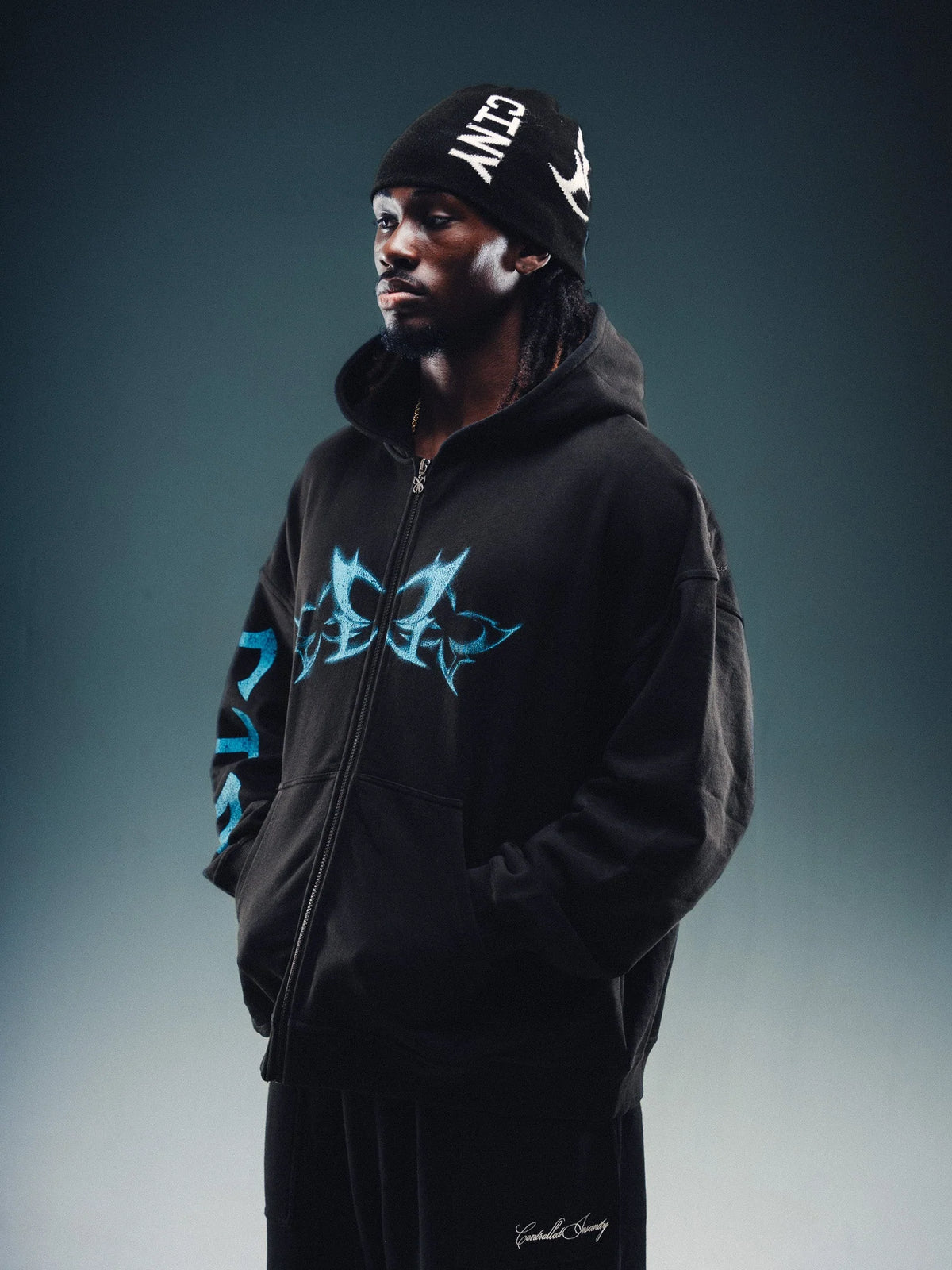 Controlled Insanity NY Butterfly Blue Hoodie Zip-Up