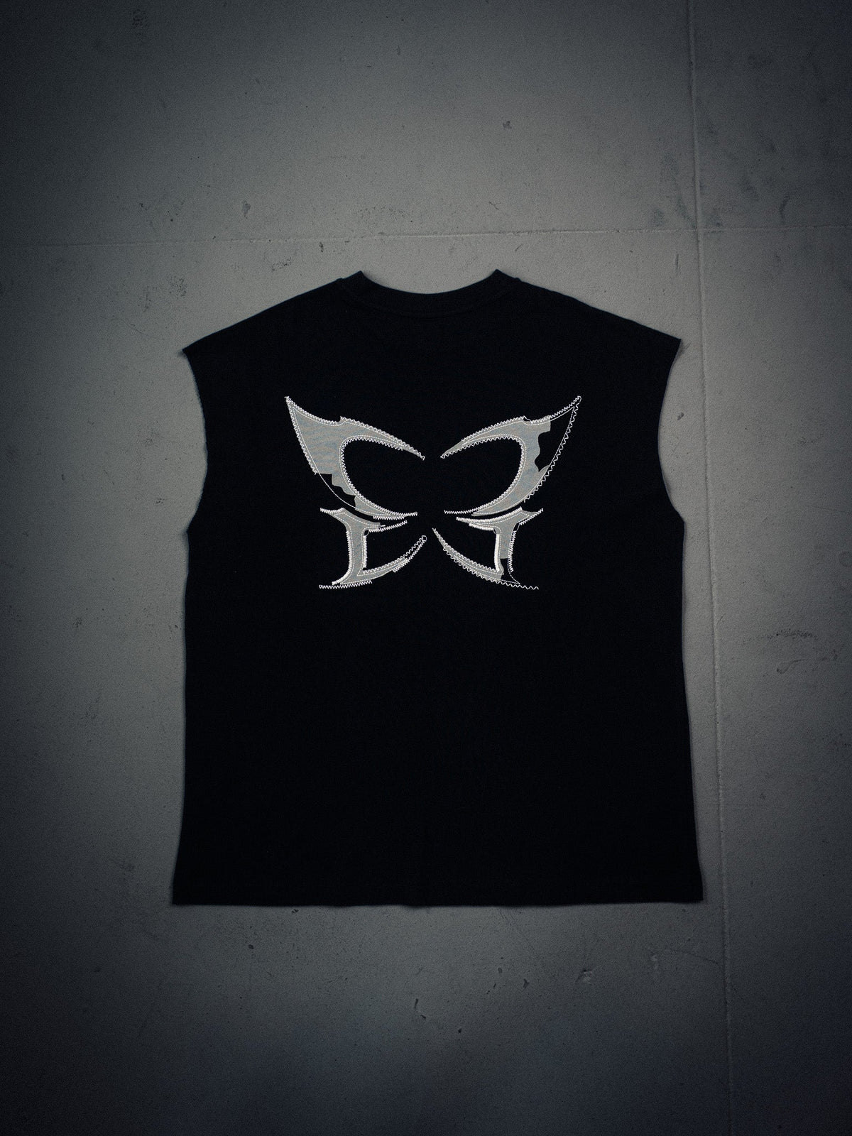 Controlled Insanity Stitched Black Cut-Off Tee
