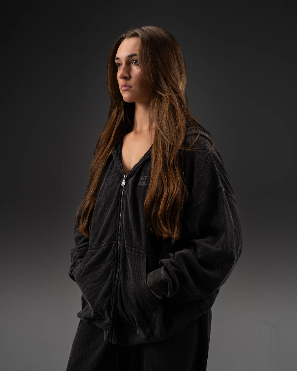 Controlled Insanity Signature Waffleknit Zip-Up Black