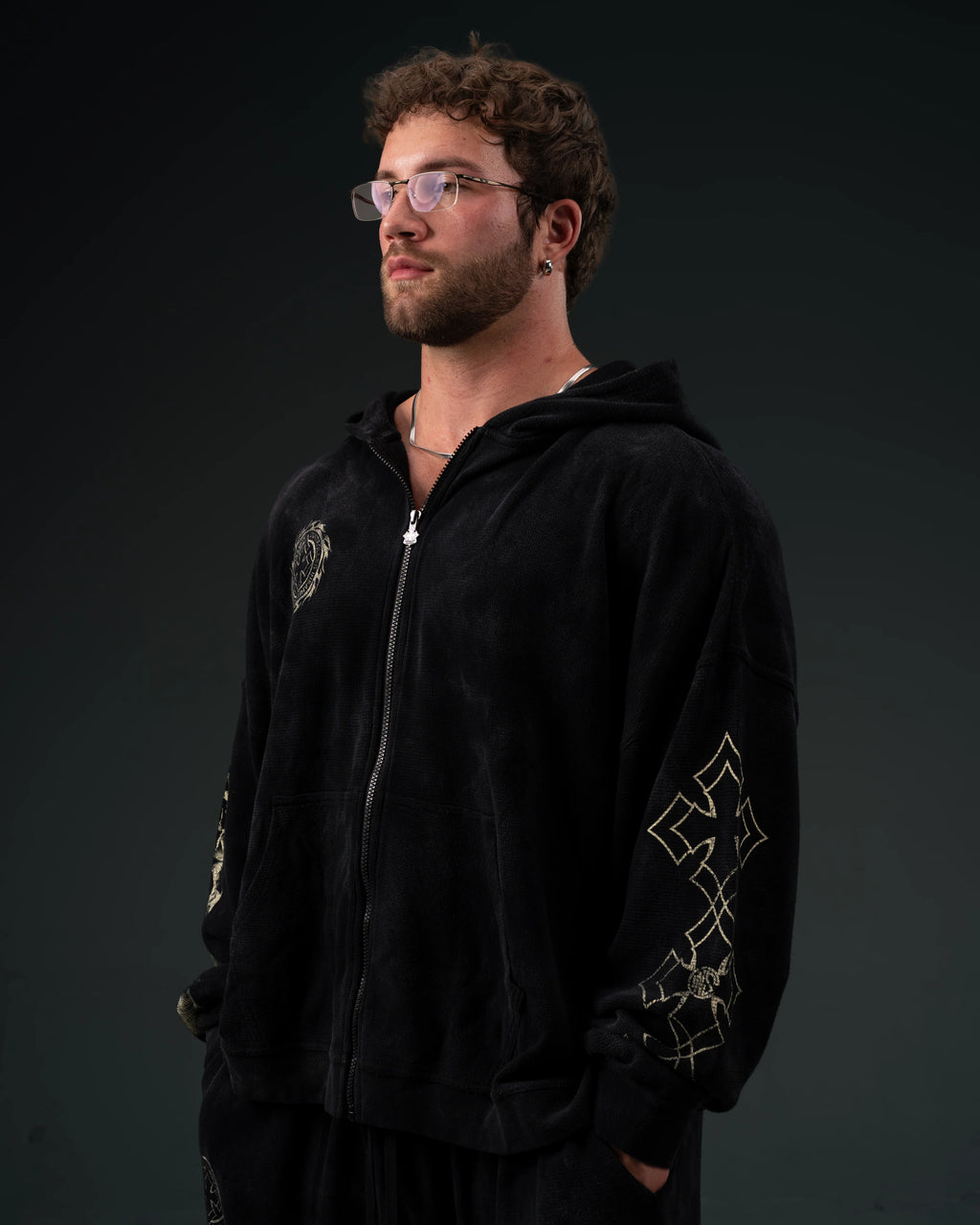 Controlled Insanity Outlaw Waffleknit Zip Up Black/Beige