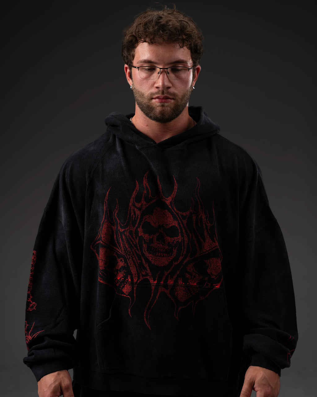 Controlled Insanity Reaper Waffleknit Pullover Black/Red