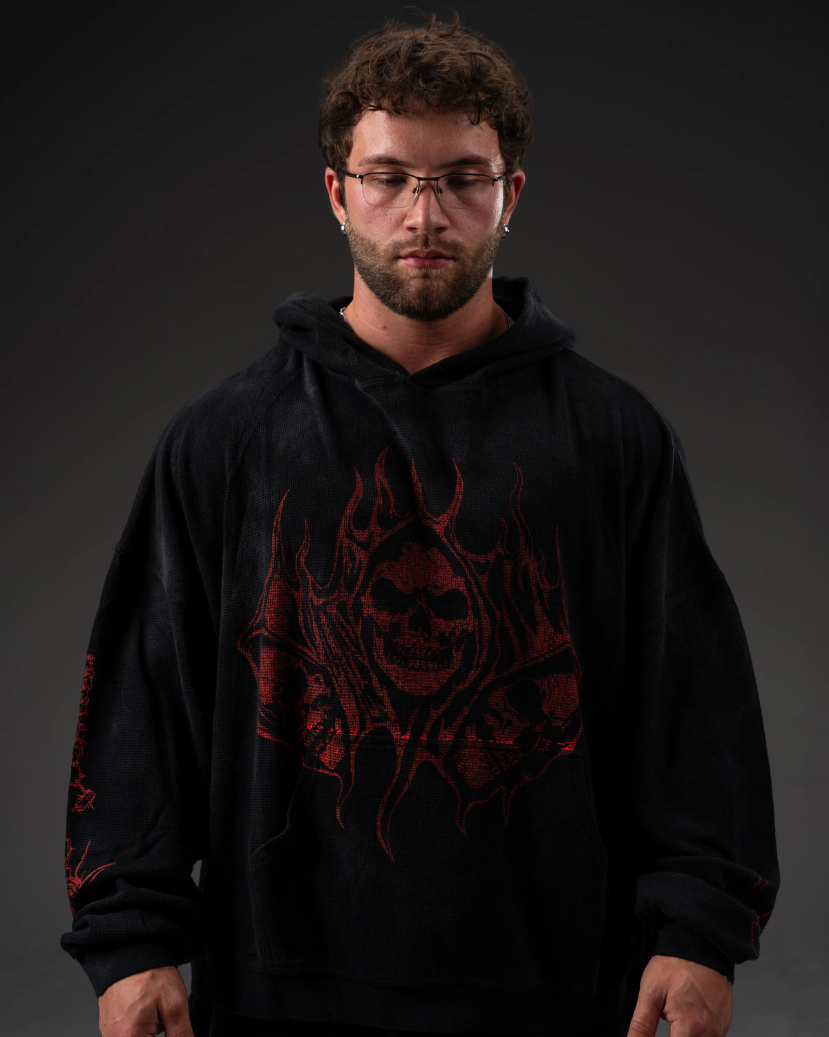 Controlled Insanity Reaper Waffleknit Pullover Black/Red
