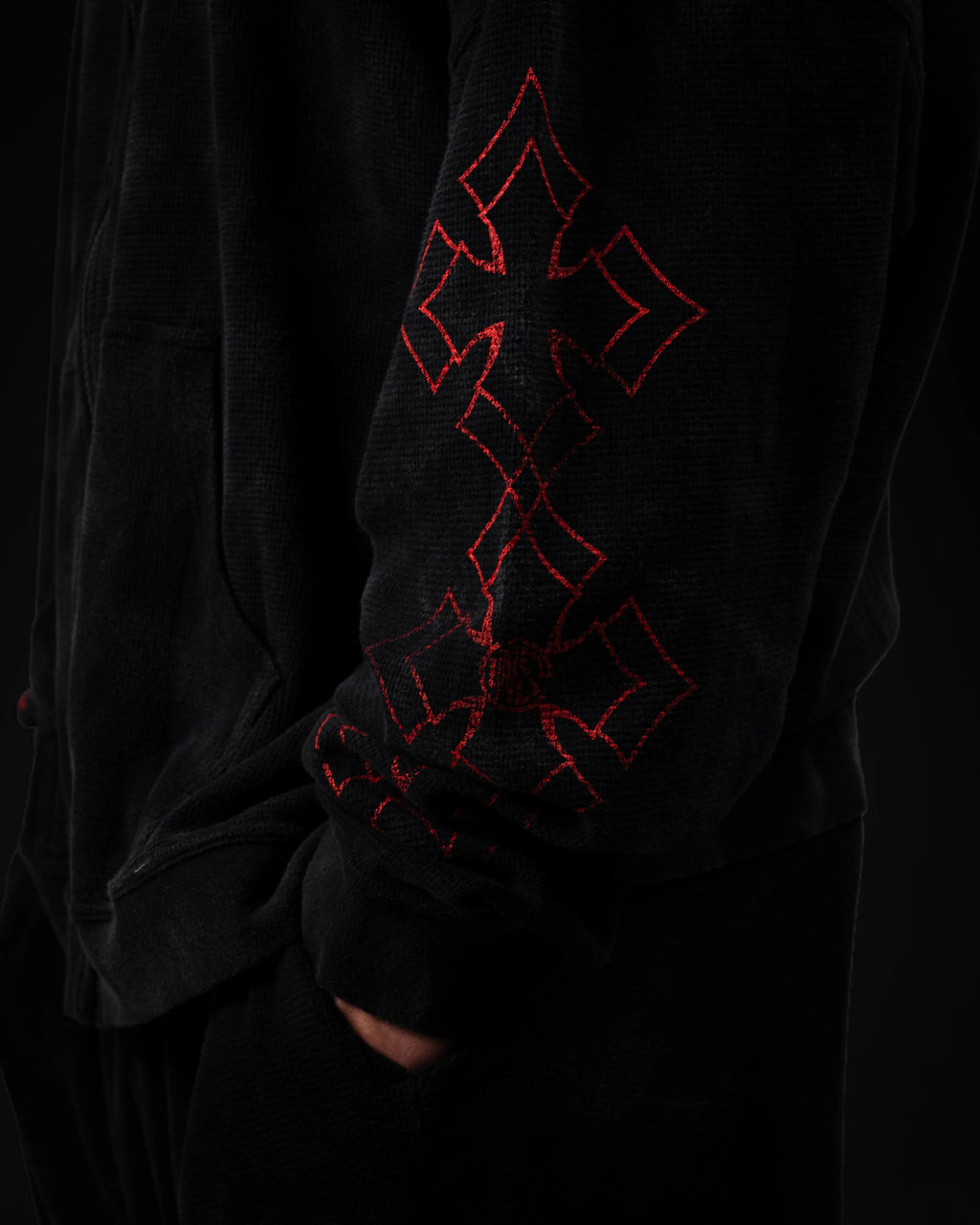 Controlled Insanity Outlaw Waffleknit Zip Up Black/Red