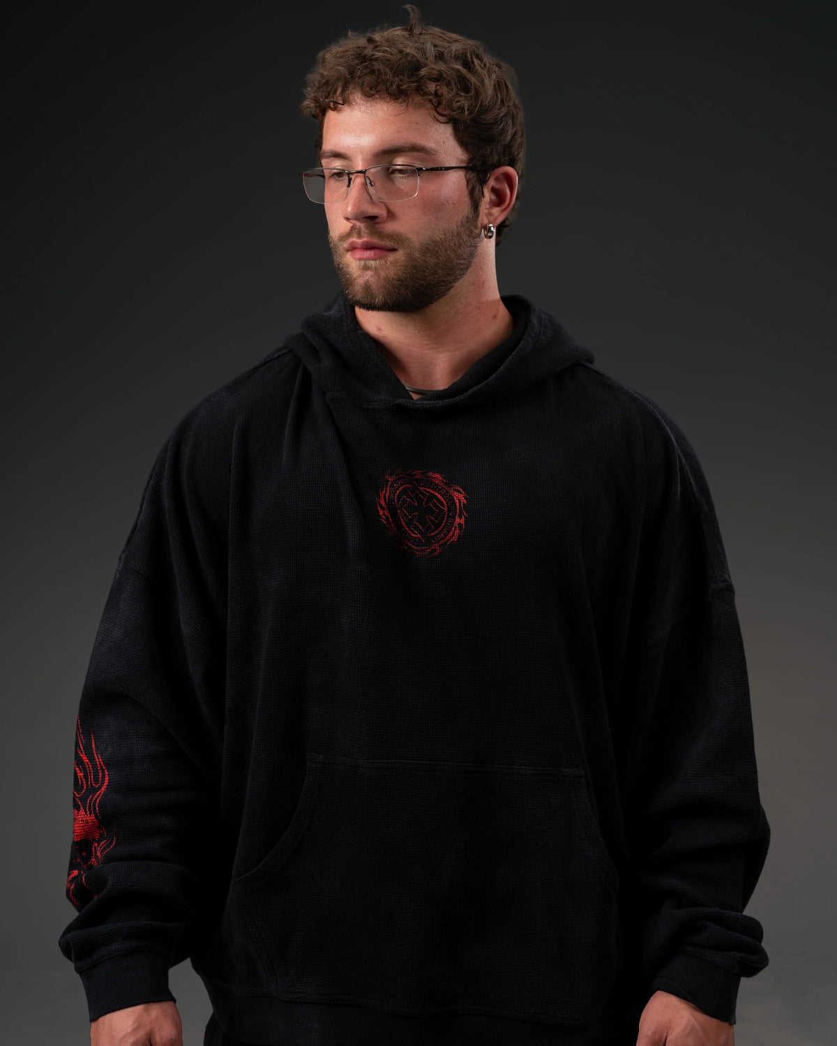Controlled Insanity Tombstone Waffleknit Pullover Black/Red