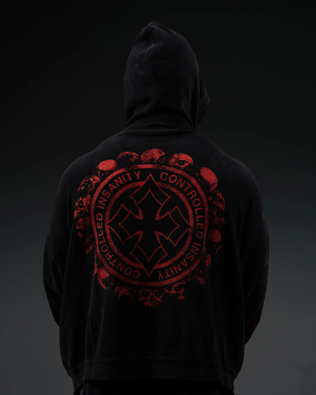 Controlled Insanity Tombstone Waffleknit Pullover Black/Red