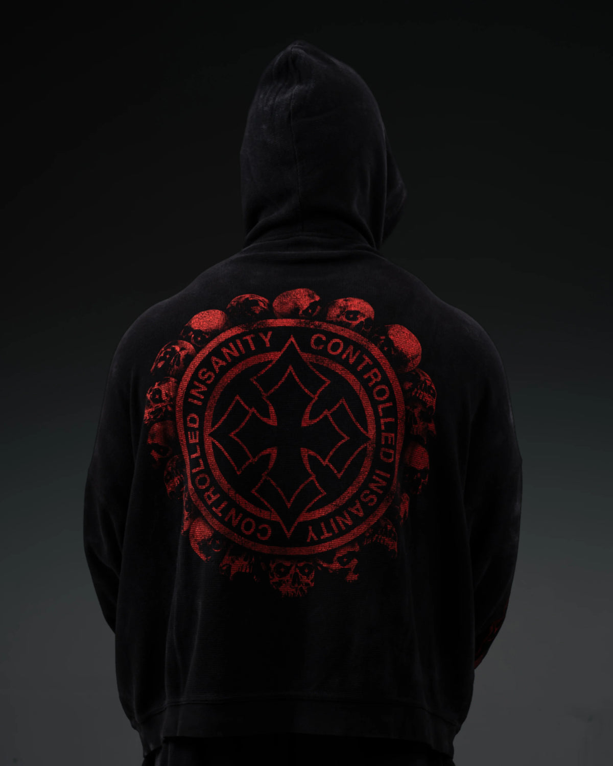 Controlled Insanity Tombstone Waffleknit Pullover Black/Red