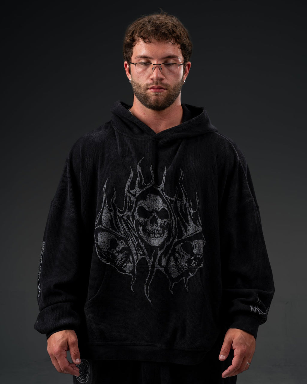 Controlled Insanity Reaper Waffleknit Pullover Black/Grey