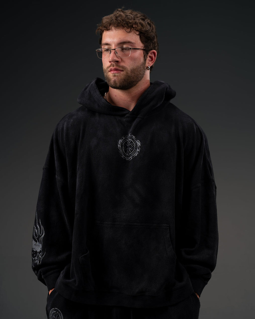 Controlled Insanity Tombstone Waffleknit Pullover Black/Grey