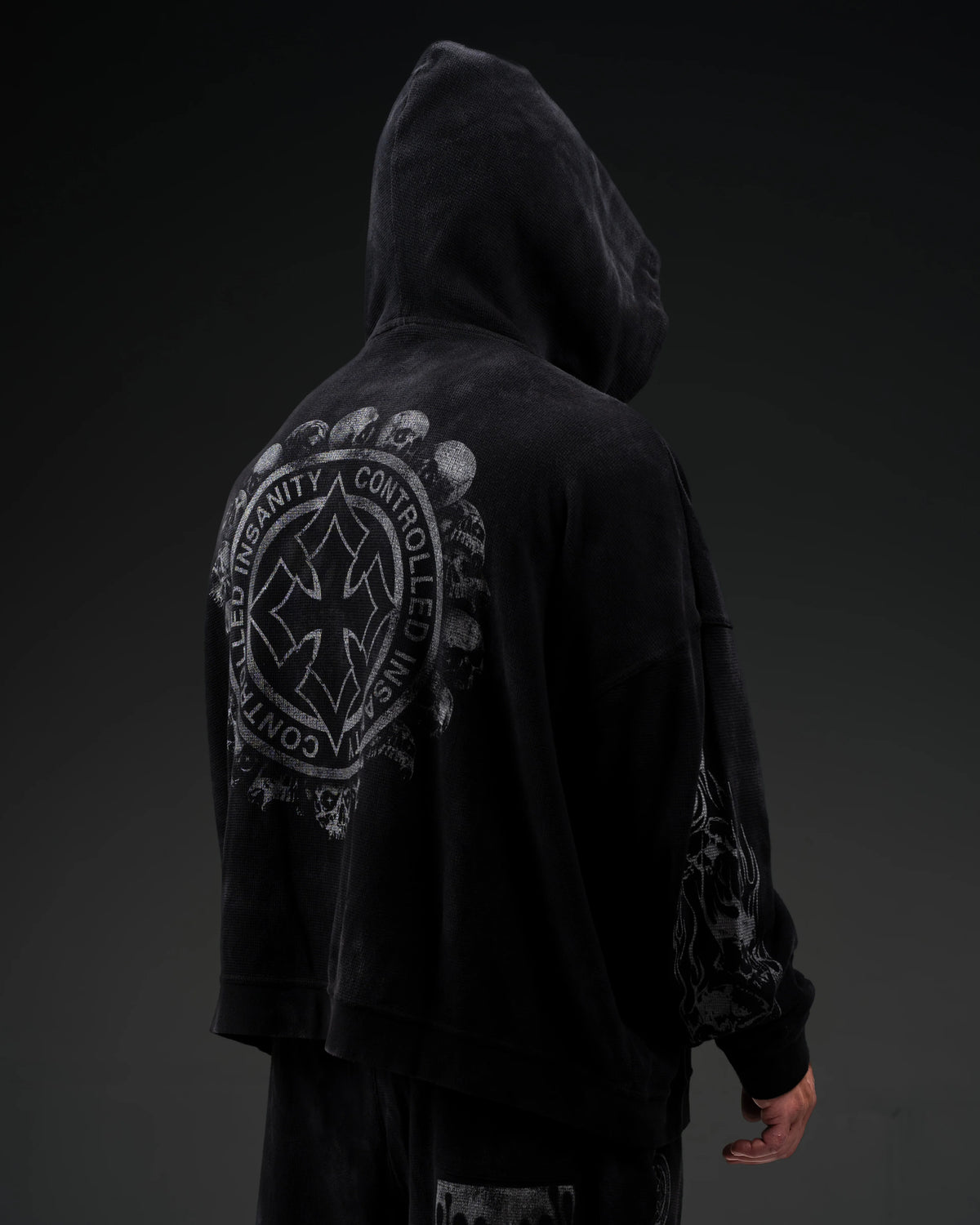Controlled Insanity Tombstone Waffleknit Pullover Black/Grey