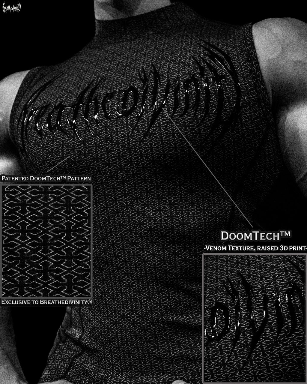 Breathedivinity Doom Tech ™ Armored Cut-Off Compression Crimson