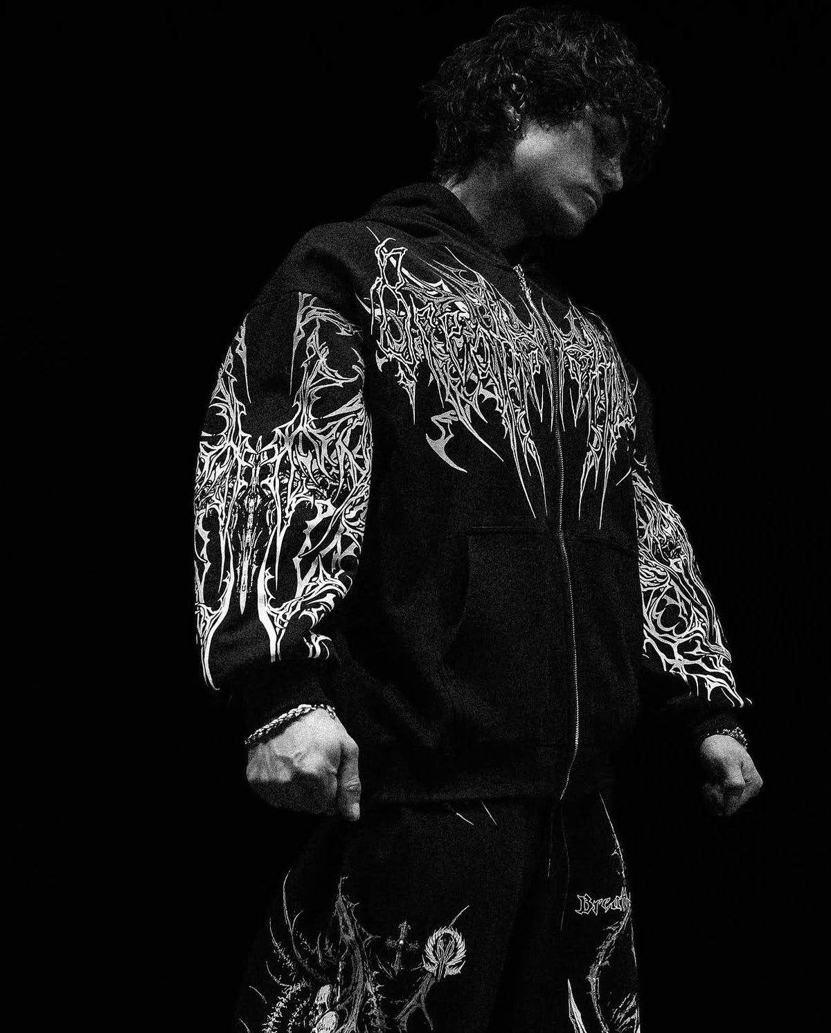 Breathedivinity Obsidian Oversized Zip-Up Hoodie Void Black