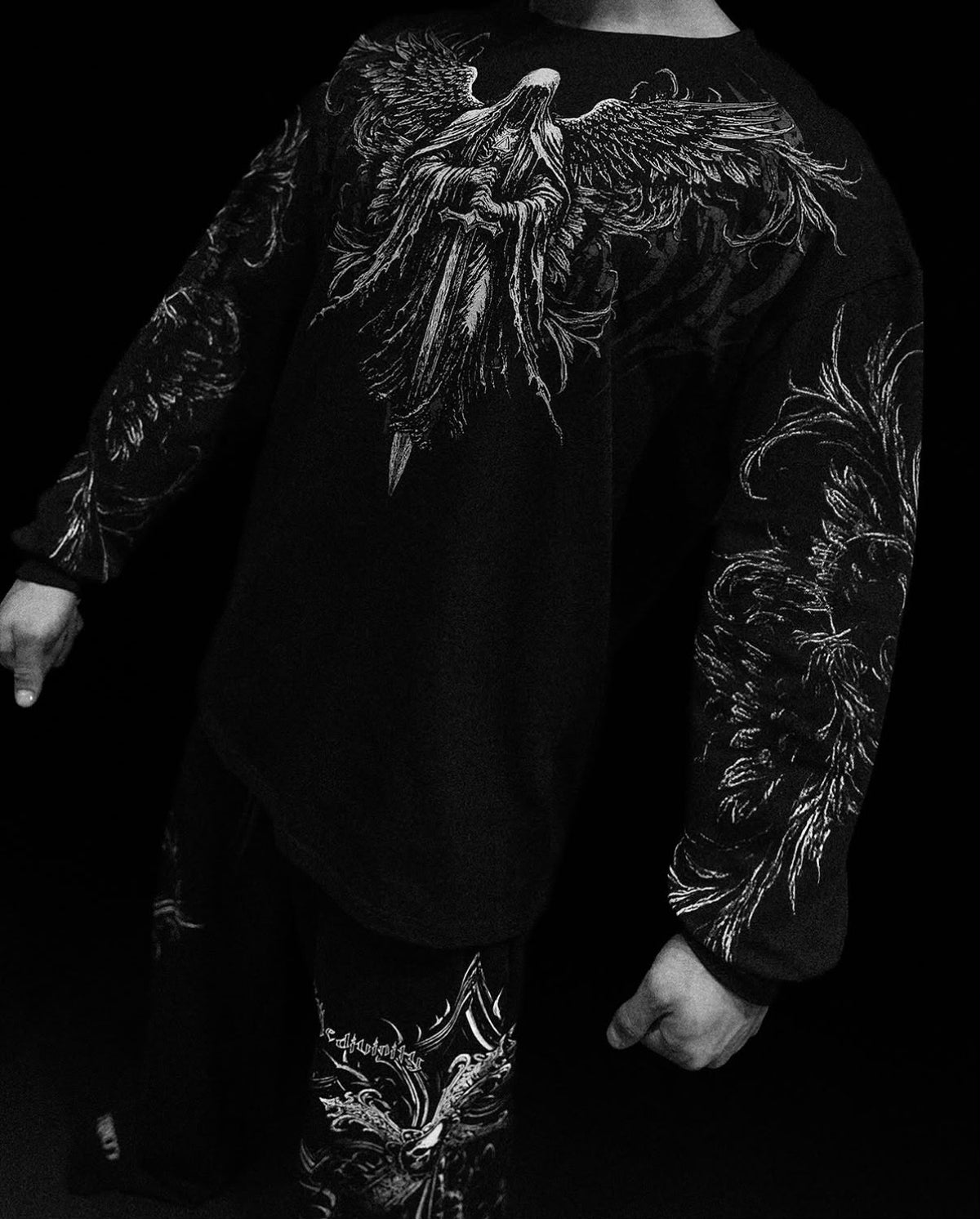 Breathedivinity Dark Reaper Oversized Longsleeve T-Shirt Midnight